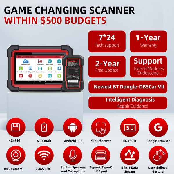 [EU/UK Version] Launch X431 CRP919E BT Car Diagnostic Tool DBScar VII VCI Auto OBD OBD2 Scanner Active Test ECU Coding CANFD DOIP 31+ Reset Services - Image 4
