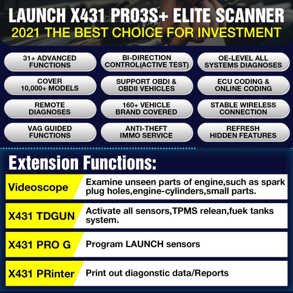 LAUNCH X431 Pro3s Plus 10.1&quot; OBD2 Diagnostic Scanner ECU Coding X431 X-PROG 3 Vehicle Immobilizer Programmer Key programmer tool - Image 6