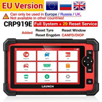 LAUNCH X431 CRP919E Car Diagnostic Tool Scanner Full System Automotive Scanner Active Test CANFD/DIOP with 29+ Reset European version